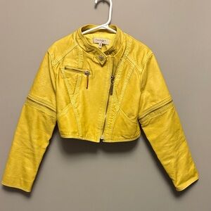 Twinset Milano Kids Vibrant Yellow Leather Jacket